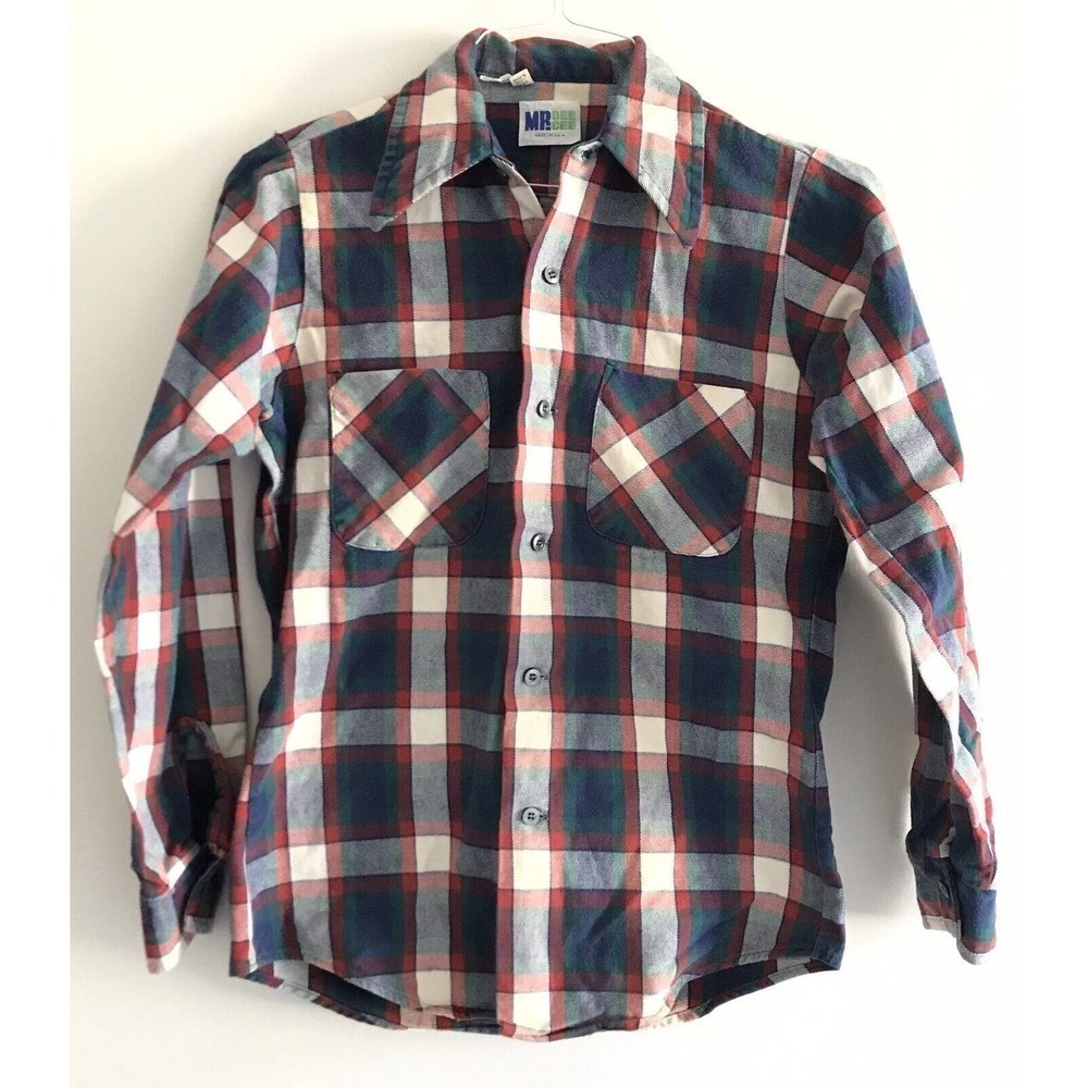 Vintage Mr Dee Cee | Mens Size 14 - 14.5 Red Flannel Button Up Shirt